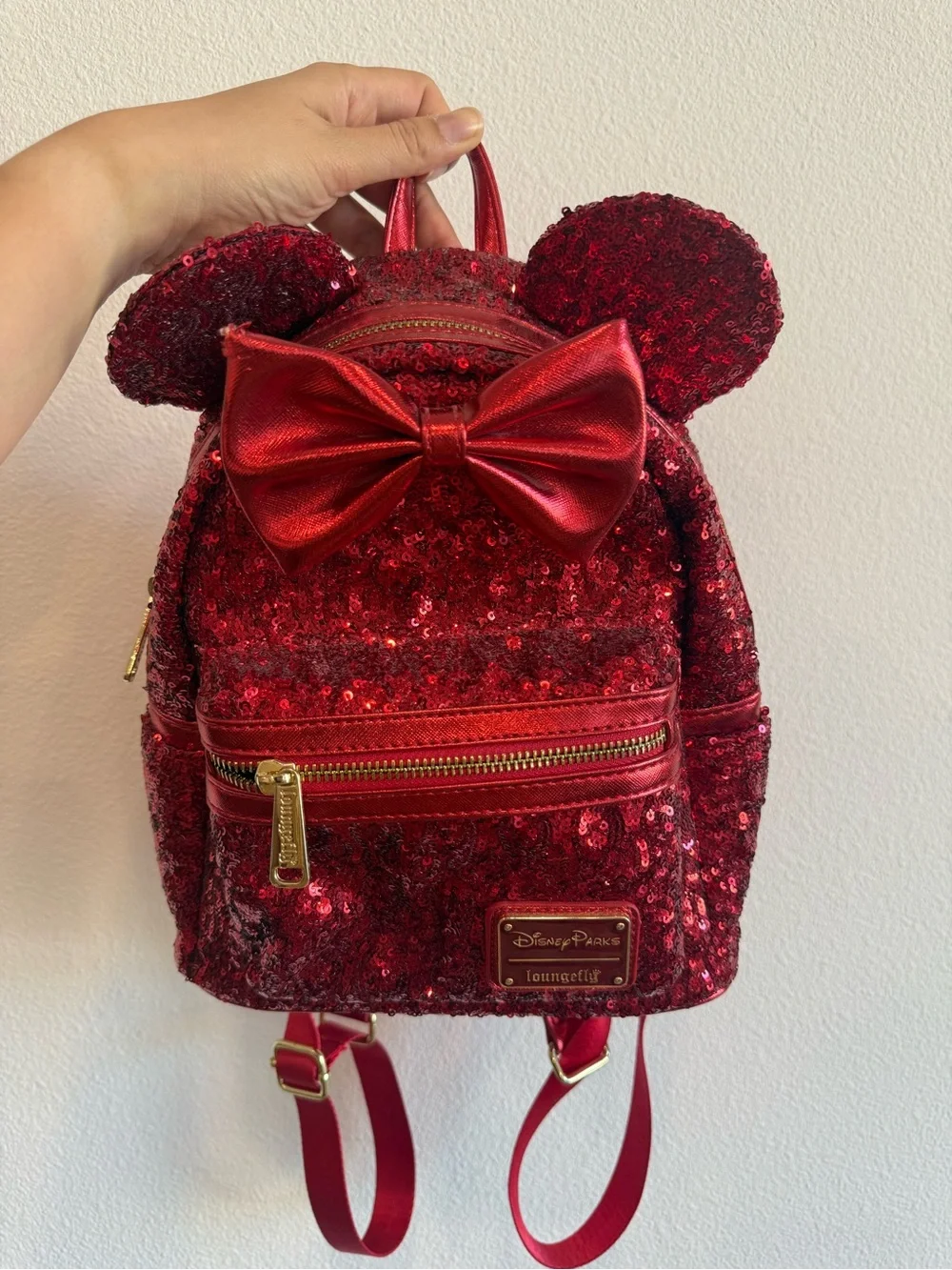 DISNEY PARKS LOUNGEFLY RED SEQUIN MINI BACKPACK